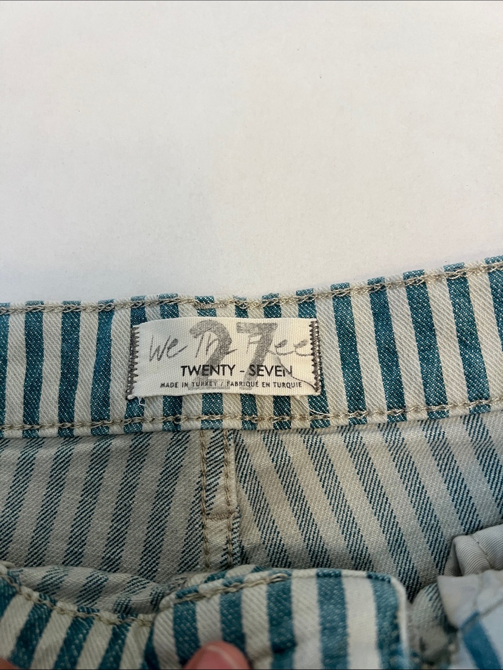 FREE PEOPLE WE THE FREE ASTORIA HIGH RISE BLUE /WHITE STRIPED WIDE LEG JEANS 27 - Picture 6 of 14